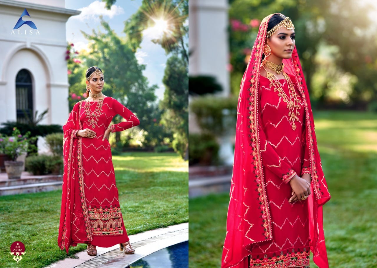 Alisa Dulhan Georgette Fancy Festive Wear Heavy Embroidery salwar Kameez Collection